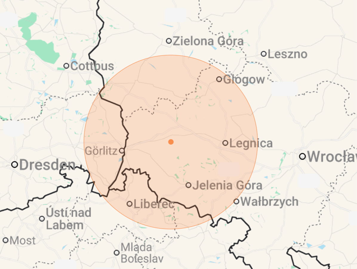 Mapa zasięgu działania